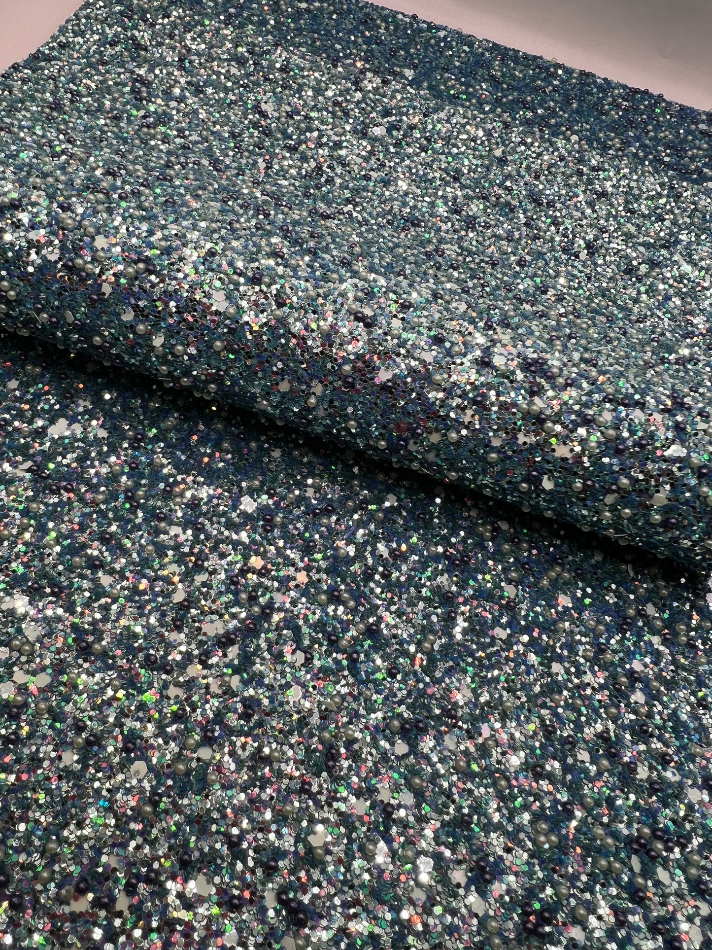 Vinyl Brillo Azul con perlitas